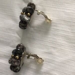 Chic Black and Gold Clip-On Earrings